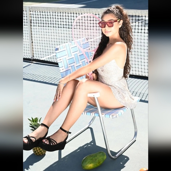 4Sienna, Kamila Romper, "White" (Silver Sequin/Cream Lining), Size Small - Picture 1 of 9